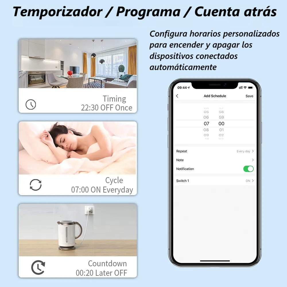 Pack 4 Enchufes inteligentes con Wi-Fi + App CozyLife. Compatible con Alexa y Google Home