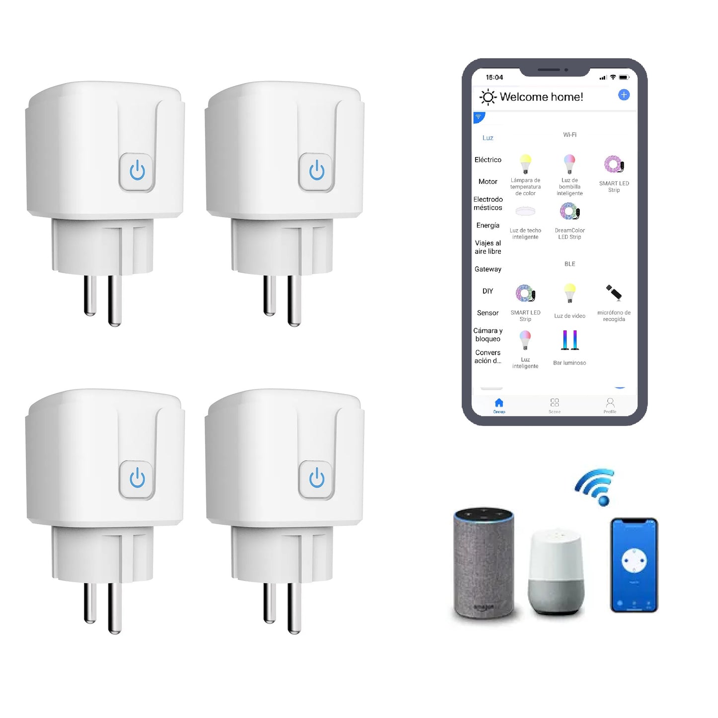 Pack 4 Enchufes inteligentes con Wi-Fi + App CozyLife. Compatible con Alexa y Google Home