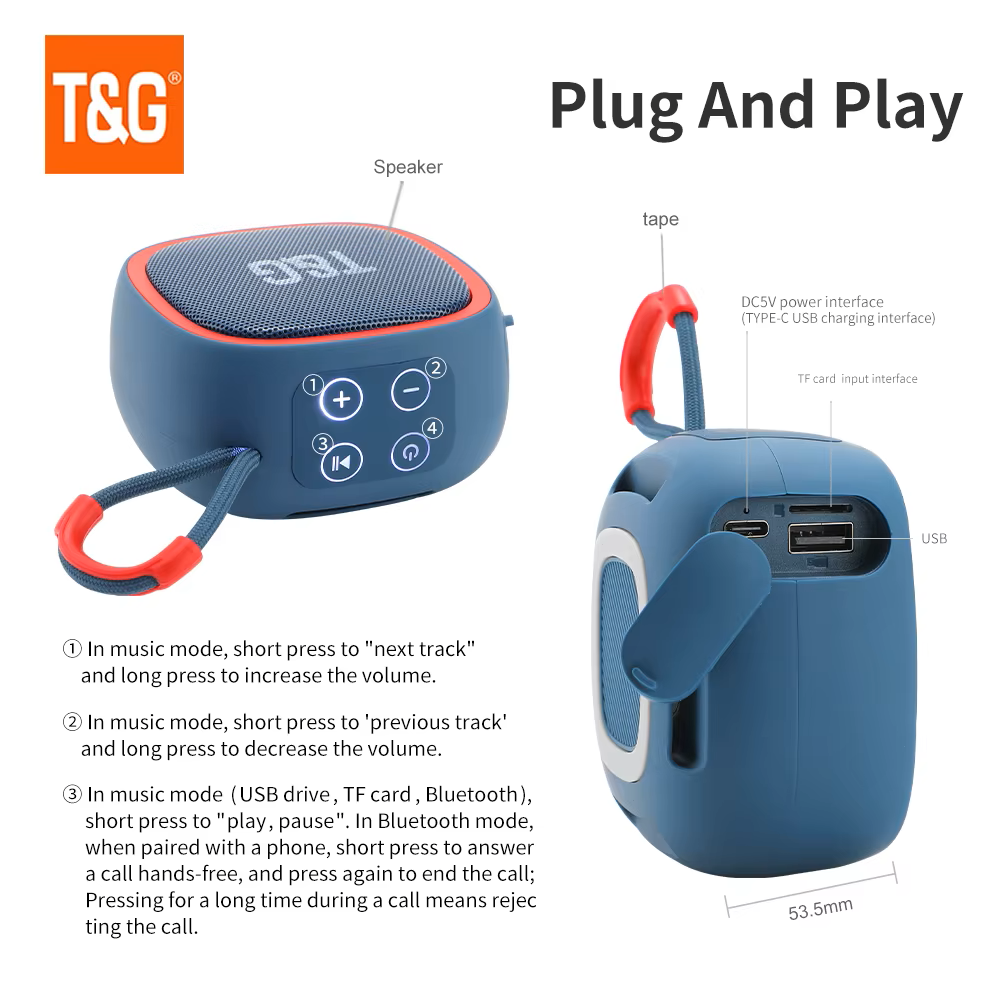 Experimenta el Estéreo Real (TWS) con 2 Mini Altavoces Bluetooth T&G TG659