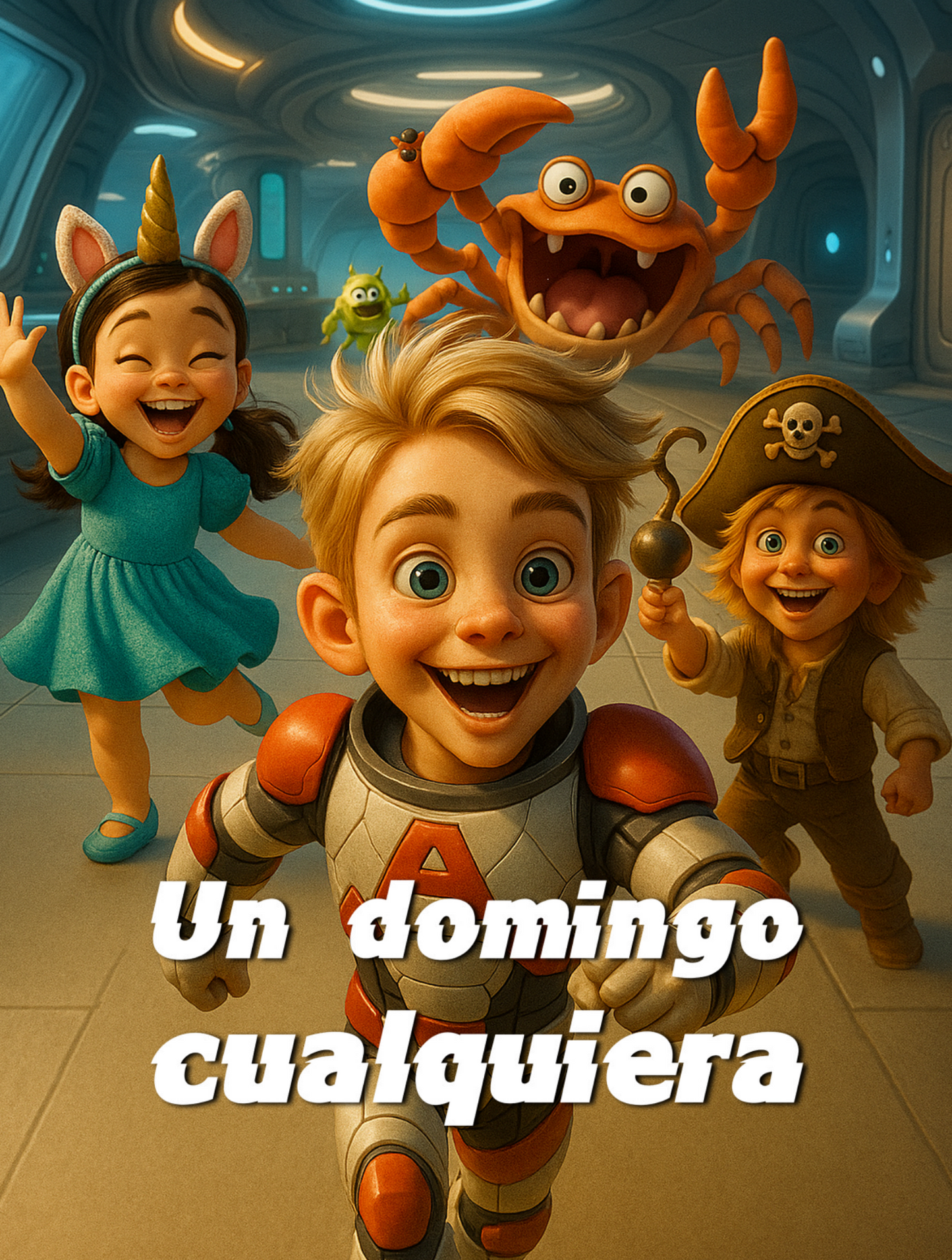 Portada del cuento infantil ilustrado familiar Un domingo cualquiera, protagonizado por Akul y sus hermanos en una aventura mágica de domingo.