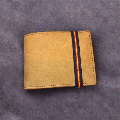 Conjunto de Cartera banda azul bandera de España y Cinturón a elegir 100% piel para Hombre