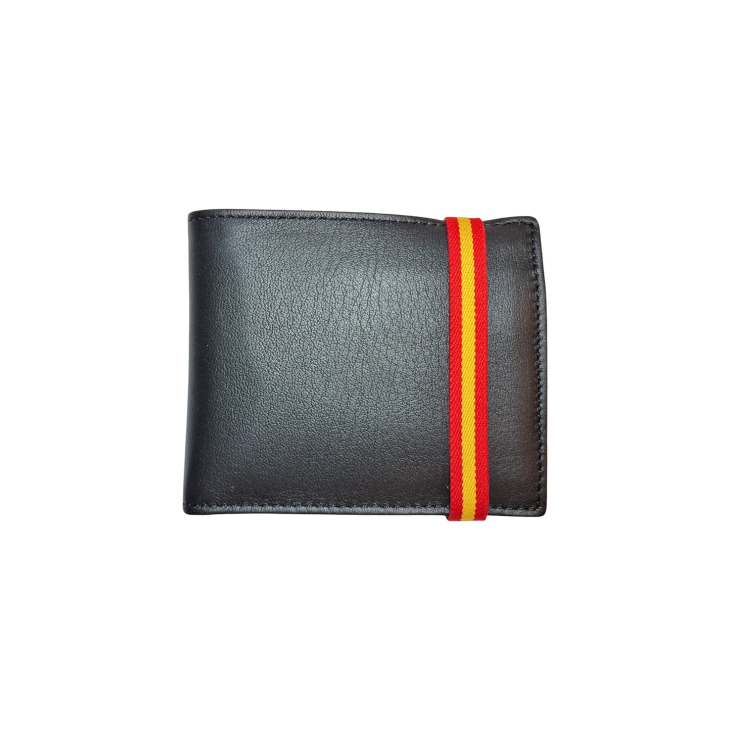 Conjunto de cartera negra con cinta de la bandera de España y cinturón 100% piel para hombre