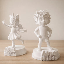 Figuras 3D de Akul y Michukis para pintar sobre fondo neutro, manualidad infantil lista para personalizar