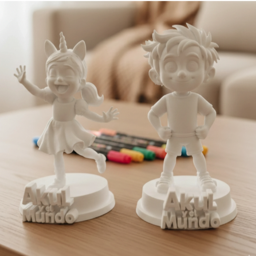 Actividad creativa con figuras 3D para pintar Akul y Michukis