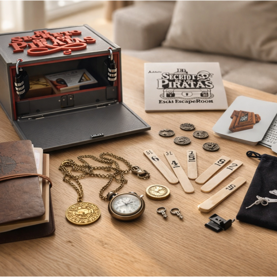 Materiales del escape room en casa para niños El Secreto de los Piratas